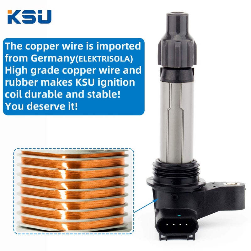 KSU Ignition Coil Pack Compatible With Buick Enclave Cadillac SRX STS ATS CTS Chevy Malibu Impala Traverse Pontiac Saab Saturn Camaro Outlook Suzuki GN10494 D515C UF569 C1555 V6 3.6 2.8 3.0 (6 PCS) - Image 4